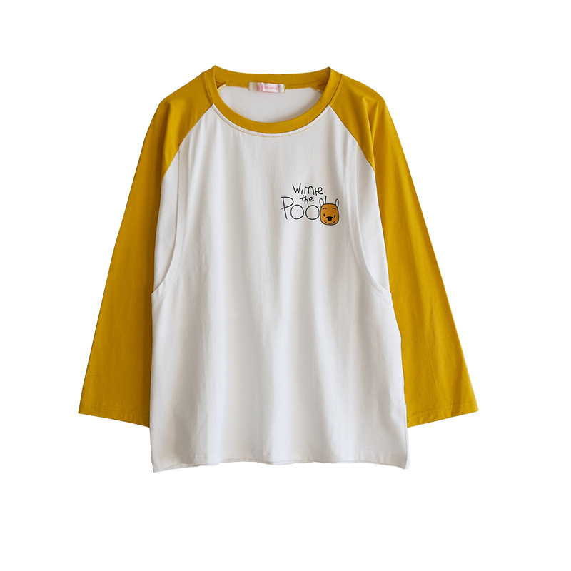 Picture of Breastfeeding Top T-Shirt Hot Mom Style Pure Cotton Outer Wear Spring and Autumn Pregnant Women's Long Sleeve Breastfeeding Moon Dress Women's Large Size