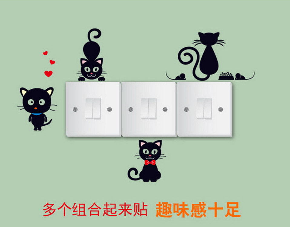 Picture of K Series Switch Stickers Wall Stickers Creative Kitten Laptop Living Room Bedroom Wall Random Stickers