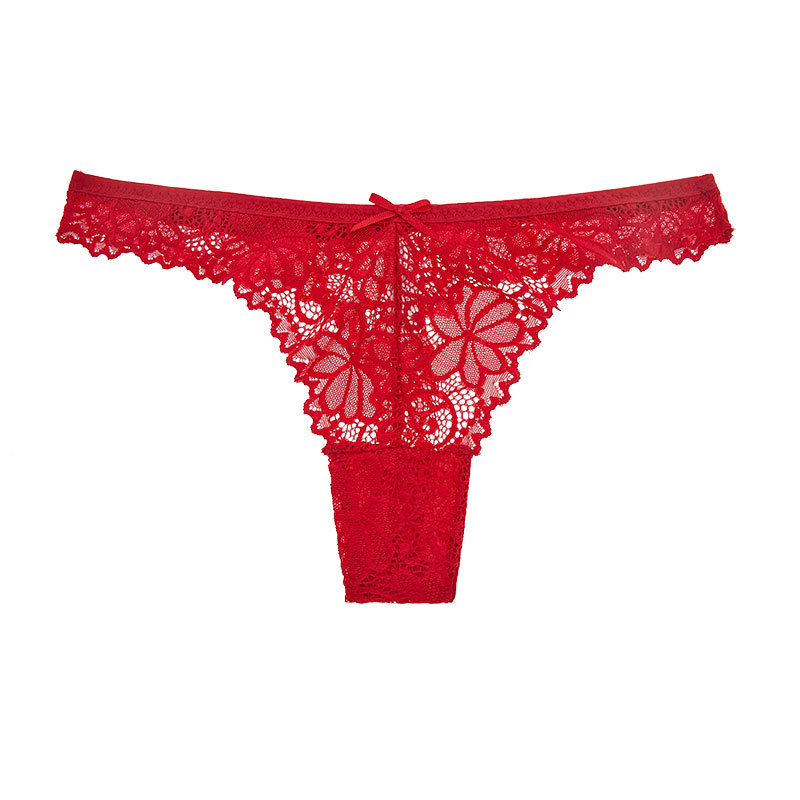 Picture of Thong Women's European and American Foreign trade sexy lace sexy women's underwear Low Waist Seamless transparent hollow T pants