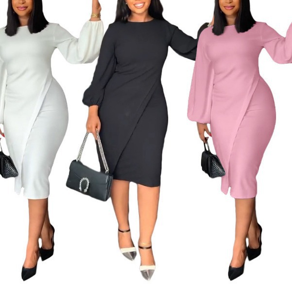2023 Amazon Independent Station European and American Cross-border Popular Women's Autumn and Winter Lantern Long-sleeved Fashion Dress