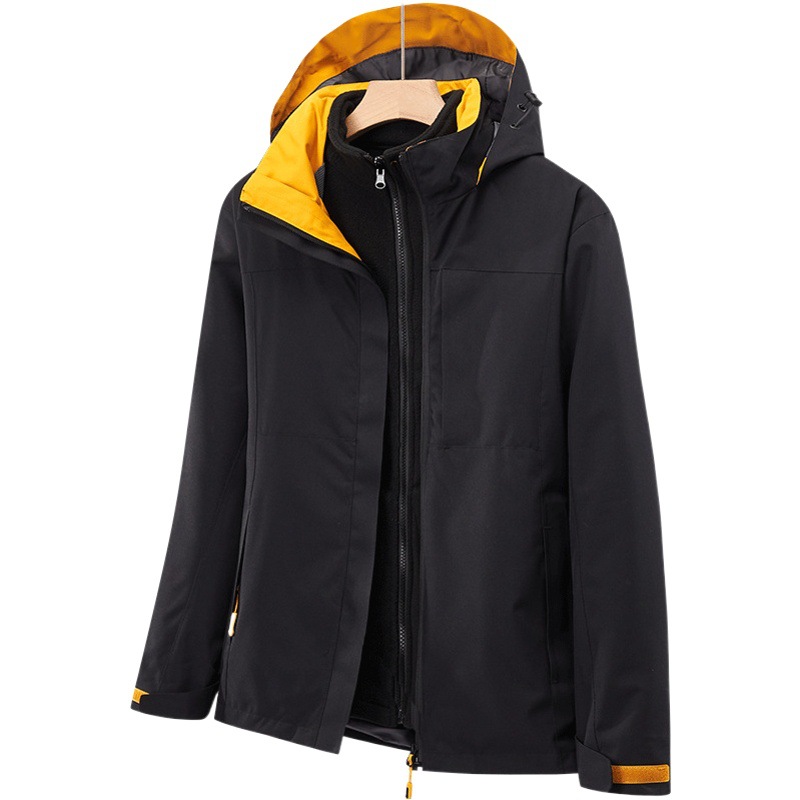 Men's Mountain Mountaineering Suit Warm Breathable Three-in-One Hiking Jacket Detachable Windbreaker for Women