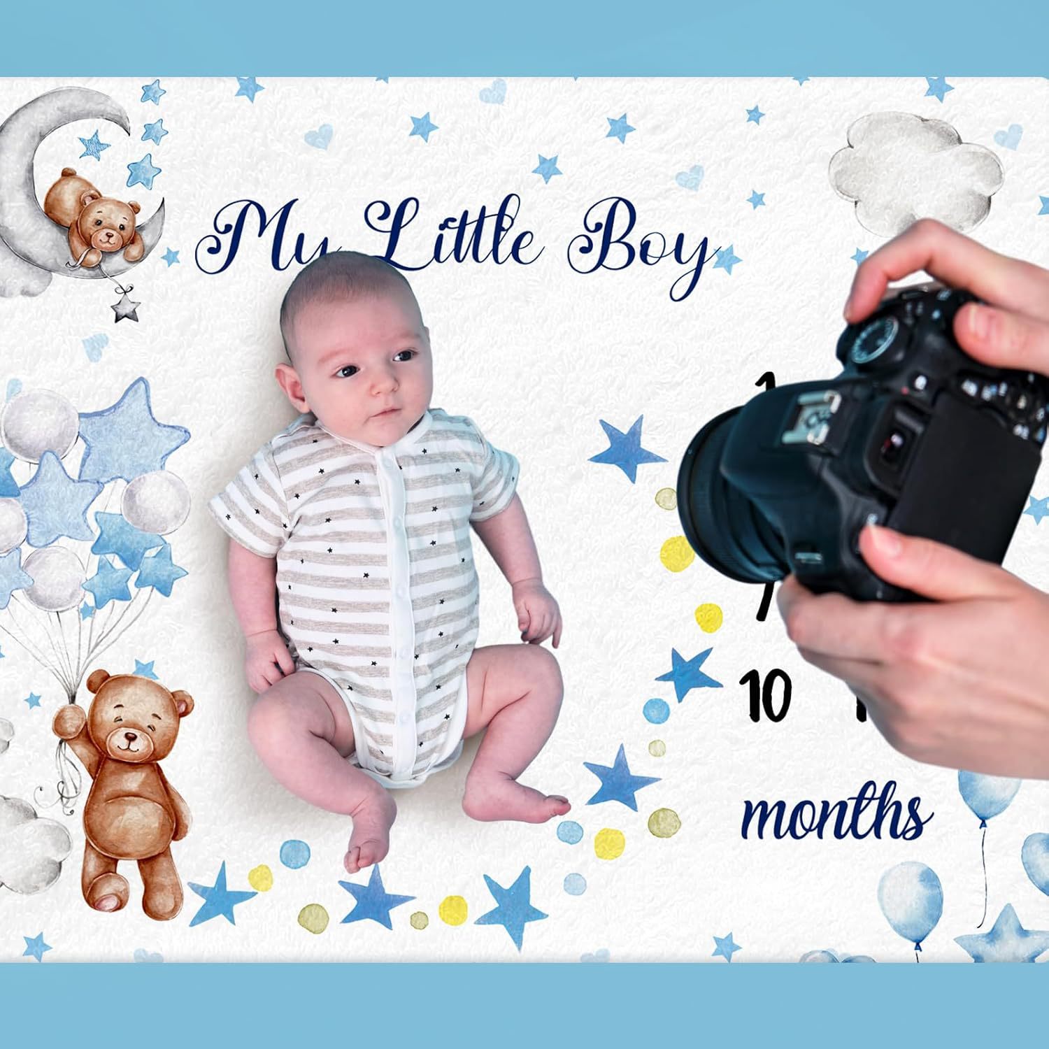 Picture of Cross-border Wholesale Baby Milestone Blanket Baby Growth Commemorative Photography Blanket Double-sided Flannel Soft Photo Blanket