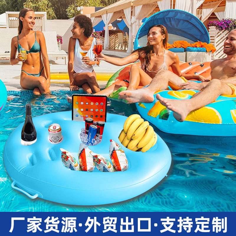 Cross-border factory direct sales inflatable water cup holder food tray multifunctional drink holder salad Oval coaster