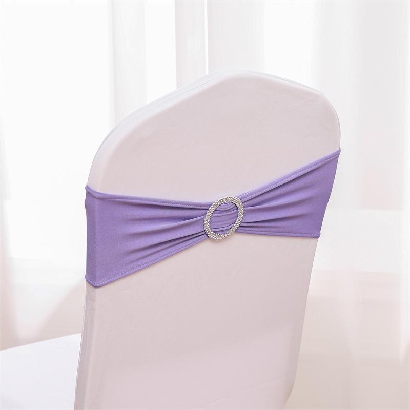 Picture of Backrest Flower Stretch Chair Cover Bow Banquet Decoration Free Wedding Ribbon Wedding Hotel Ribbon Stool Strap