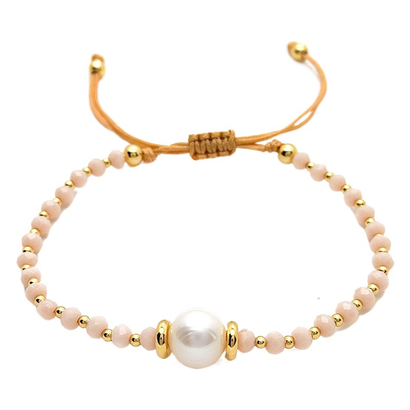 Picture of Ins Style Fashionable Handmade Beaded Facet Crystal Bracelet All-match Natural Freshwater Pearl Bracelet Women's European and American Cross-border Bracelet