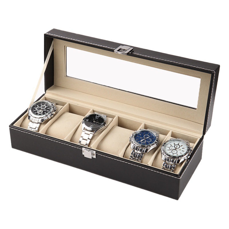 Wholesale Pu Watch Business Storage Box Mechanical Watch Gift Box Display Box 6-Slot Watch Box Jewelry Packaging Box