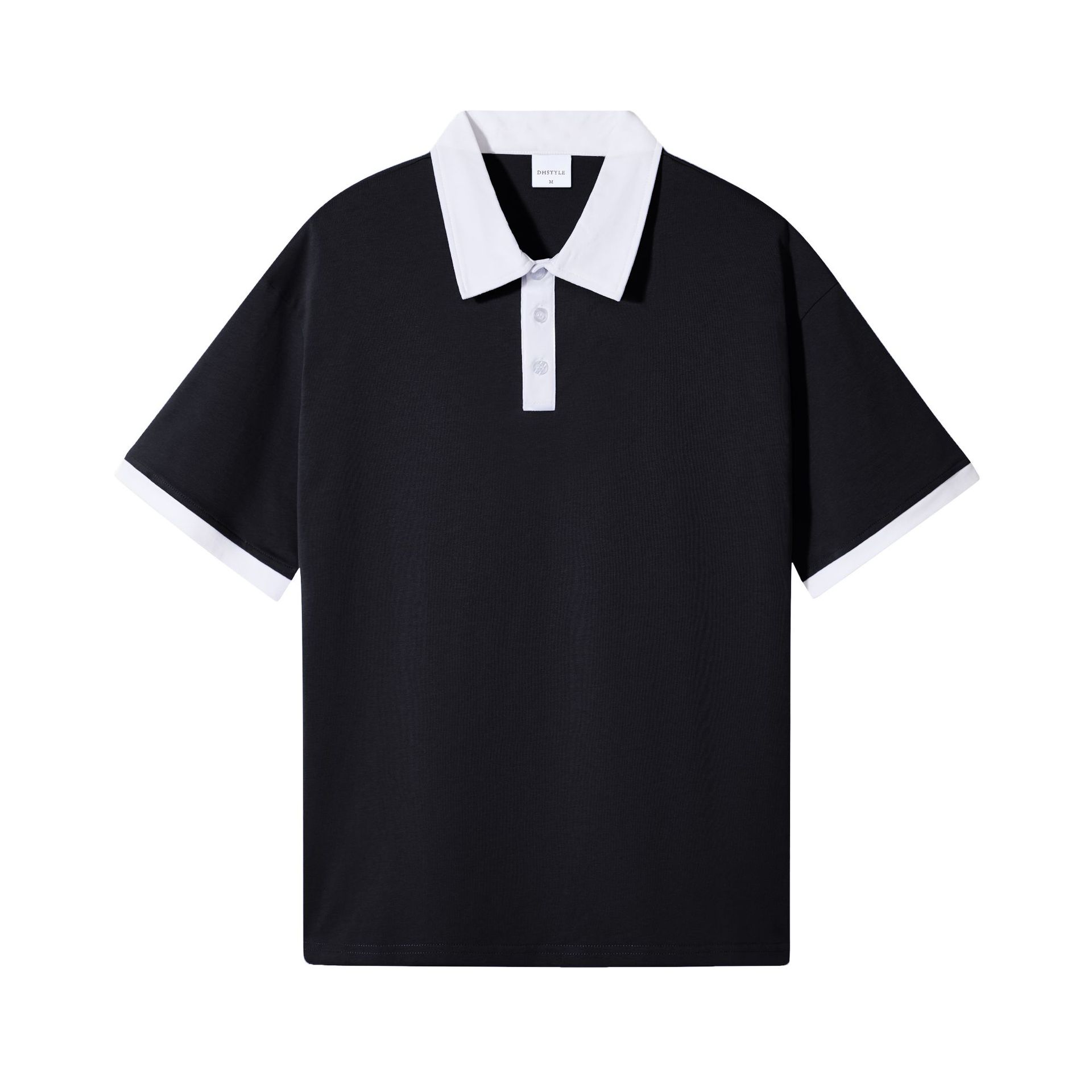 Picture of Summer new contrast Hong Kong style men's polo shirt short sleeve 230g heavy cotton commuter Joker lapel T-shirt Women
