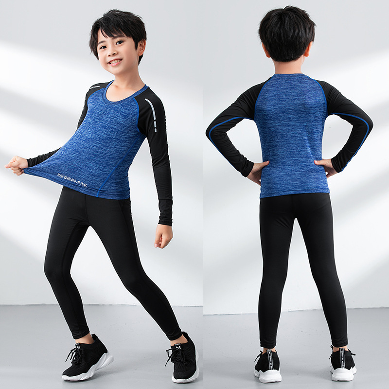 Picture of Children's Autumn and Winter Base Tight Suit Basketball Uniform Jersey Team Uniform Ball Suit Children's Autumn and Winter 2-Piece Tight Suit