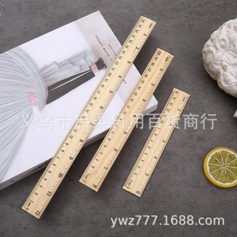 Picture of Factory Direct Sales Primary School Student Wooden Ruler 15Cm20Cm30Cm Wooden Ruler Single-Sided Double Scale Ruler Wooden Ruler Wholesale