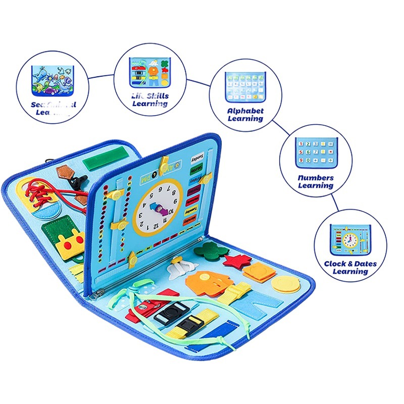 Felt learning board cross-border Amazon Children's early education DIY crossbody portable storage educational felt busy board