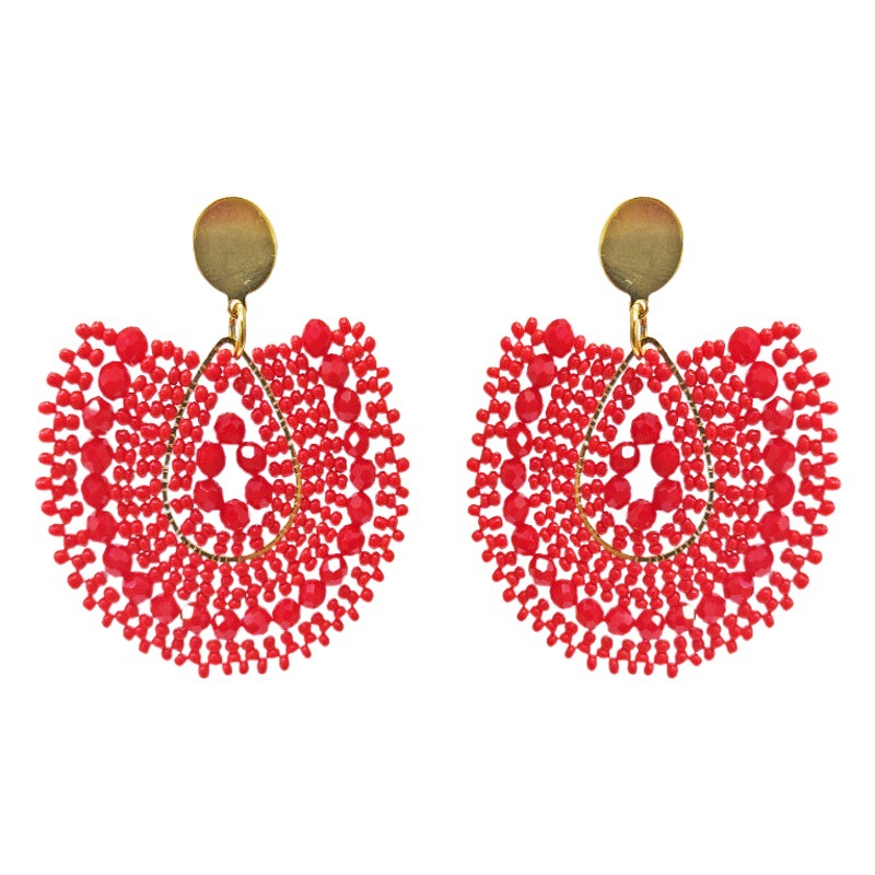 Foreign Trade New Style Small Rice Beads Earrings High-end Light Luxury Earrings European and American Fashion Water Drop Earrings Earrings Cross-border Jewelry