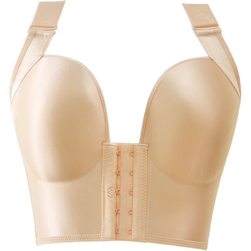 Glossy Seamless Front Buckle Large Size Large Cup Push-Up Adjustable Breast-Retracting Bra Adjustable Thin Cup Seamless Intimates