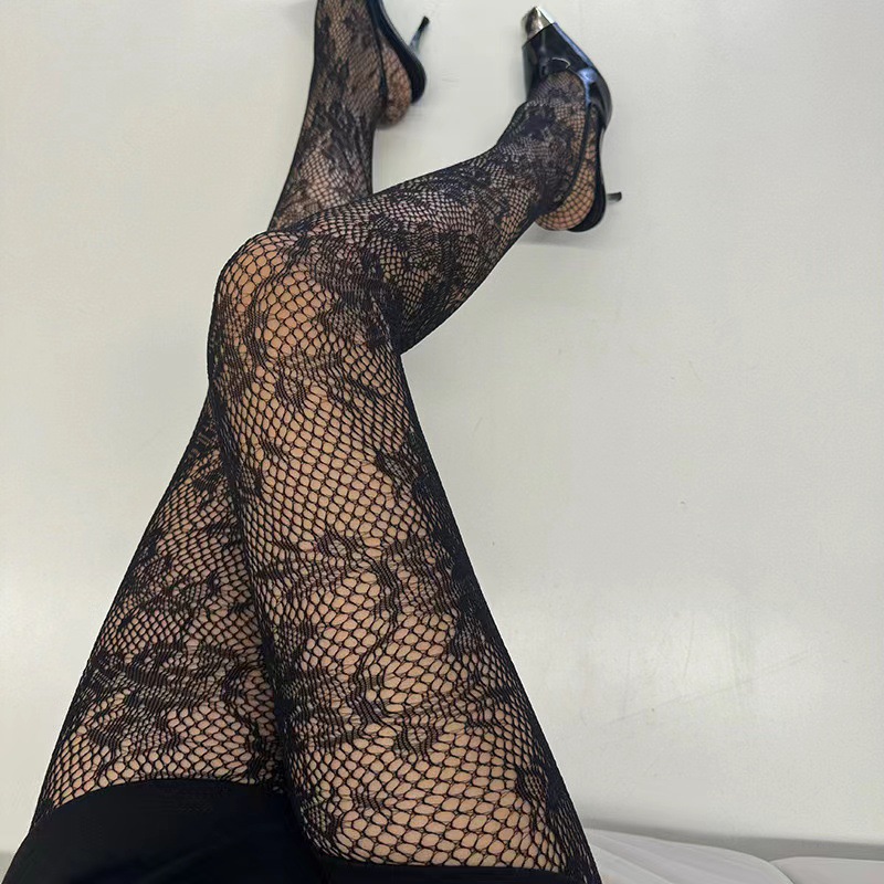 Women's dark style bottomings retro pattern JK socks black stockings wholesale thin hollow jacquard stockings stockings stockings