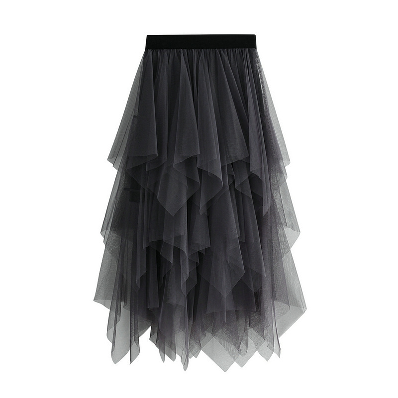 Picture of Irregular Mesh Skirt Women's Mid-length 2025 Spring New Veil Skirt High Waist All-match Slimming Skirt