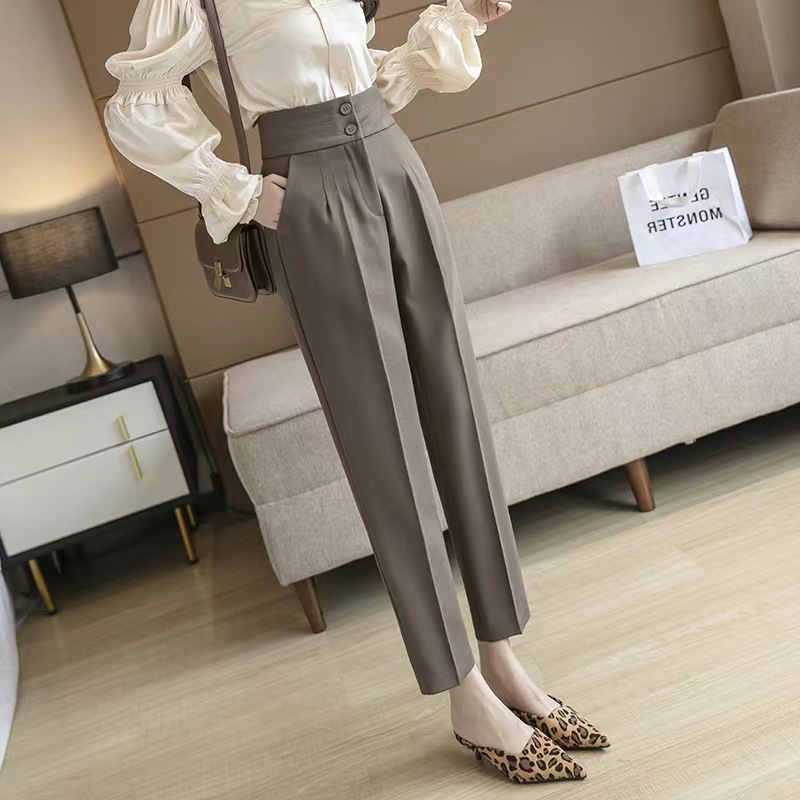 Suit pants for women spring/summer 2023 new high waist slimming skinny casual women's pants summer thin suit pants cropped pants