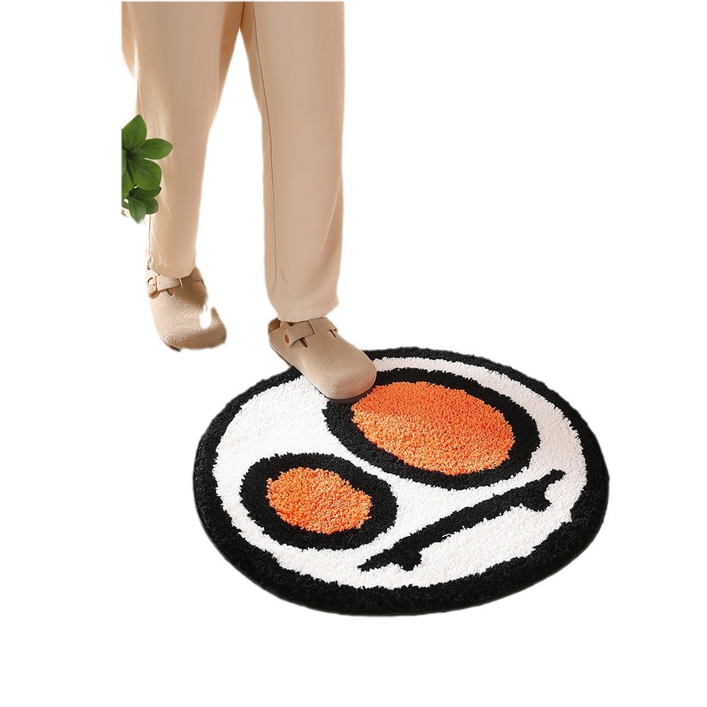 Picture of Flocked Round Bedroom Door Mat, Non-Slip Bathroom Absorbent Floor Mat, Entrance Door Mat, Children's Mat, Non-Slip and Absorbent