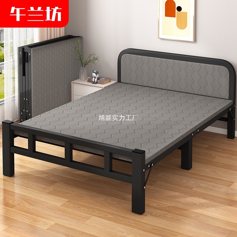 Folding Bed Single Rental Room Duty Dormitory Metal Folding Bed Office Lunch Break Bed Home Folding Iron Bed