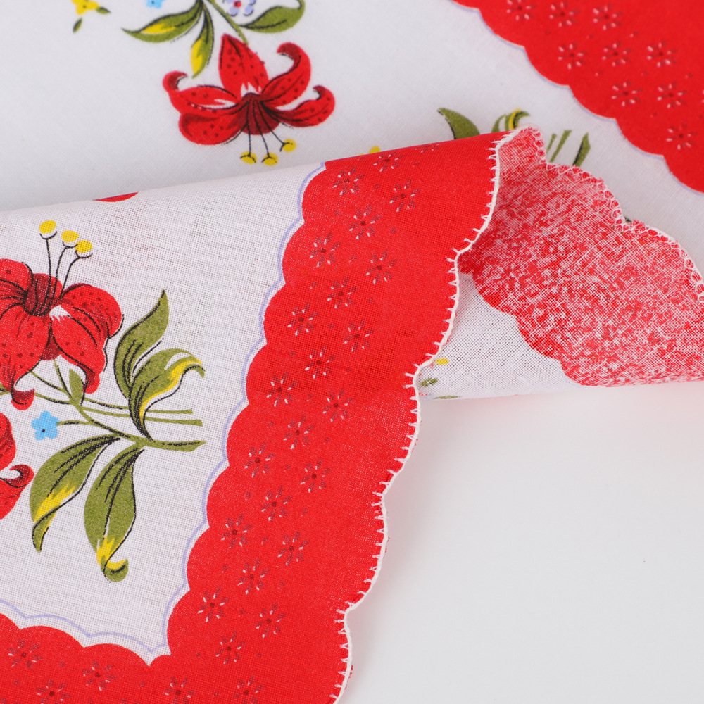 Picture of Tooth Edge Floral Women's Handkerchief Pure Cotton Women's Sweat Towel for the Elderly Pure Cotton Old-Fashioned Nostalgic Handkerchief Randomly Mixed with No Weight