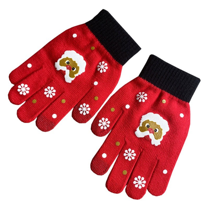 Amazon Cross-Border Christmas Gloves Women's Winter Finger Touch Screen Children's Cartoon Gloves Boys' Knitted Wholesale