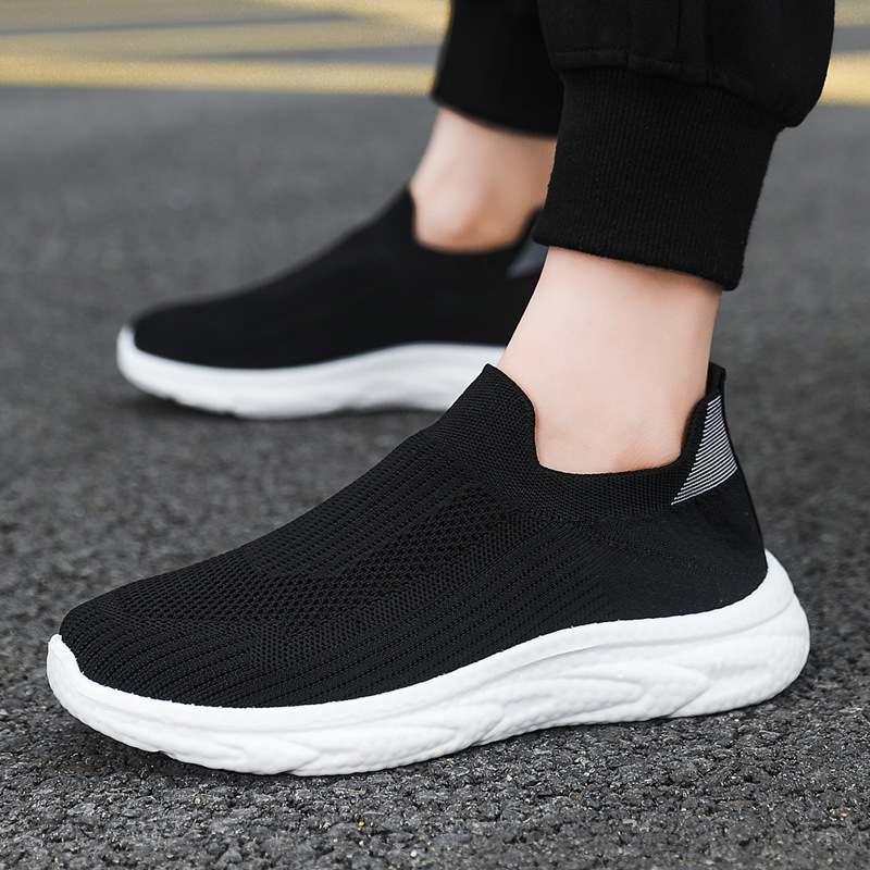 Men's Shoes Summer New Flying Woven Mesh Men's Shoes Breathable Casual Shoes Fashion Trendy Shoes Mesh Soft Sole Lightweight Men's Shoes