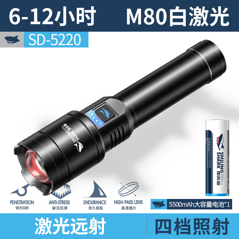 Picture of Outdoor Strong Light Aluminum Alloy Flashlight Telescopic Focus Large Capacity Electric Display Multi-Level Adjustment Flashlight