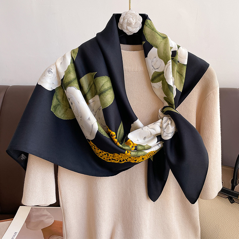 Picture of 2024 Spring and Autumn New Fashion Printed Silk Scarf Women's Square 90 Large Square Scarf Summer Sunscreen Shawl Scarf