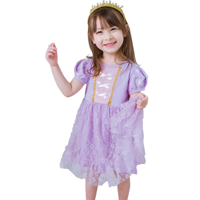 Picture of 2025 Girls Dress Summer Clothes New Children's Clothes Bow Lace Princess Dress Children's Skirt Sophia Wholesale