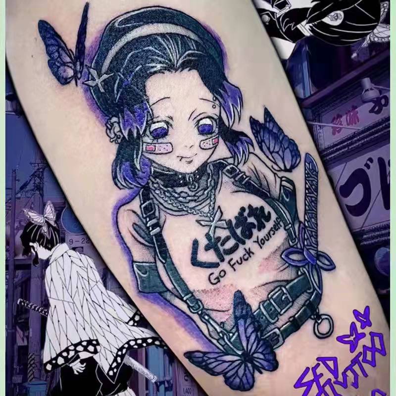 Picture of Diablo Tattoo Sticker Women's Waterproof Lasting European and American Violence Lori ins Cute Cartoon Flower Arm Non-Reflective Anti-Han