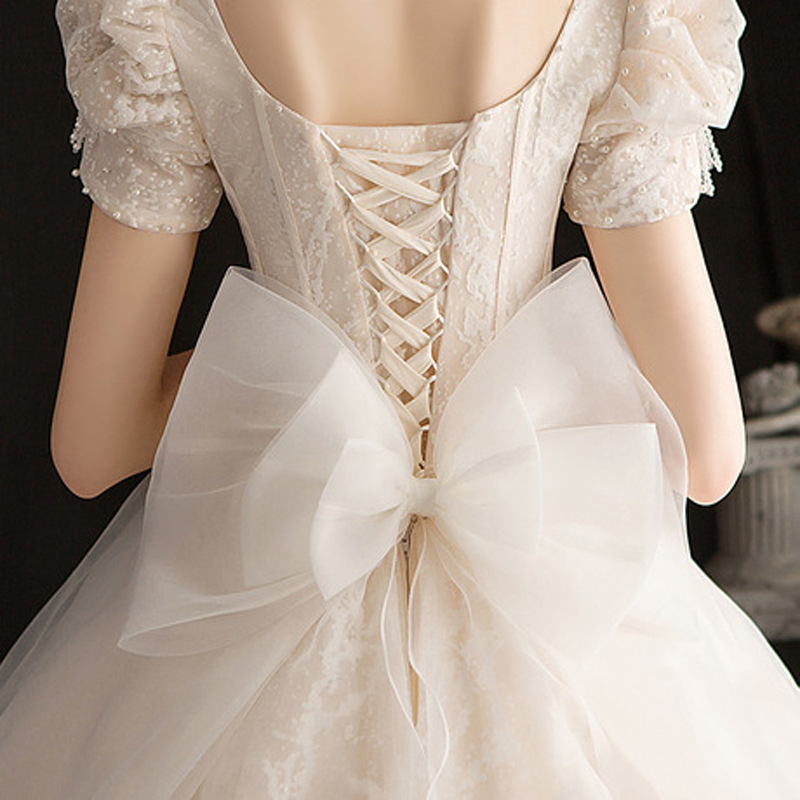 Picture of Freight 21 Wedding Dress European and American Craft Long Sleeve Middle Pearl Button-down Long Trailing Palace Photo Studio Wedding Performance