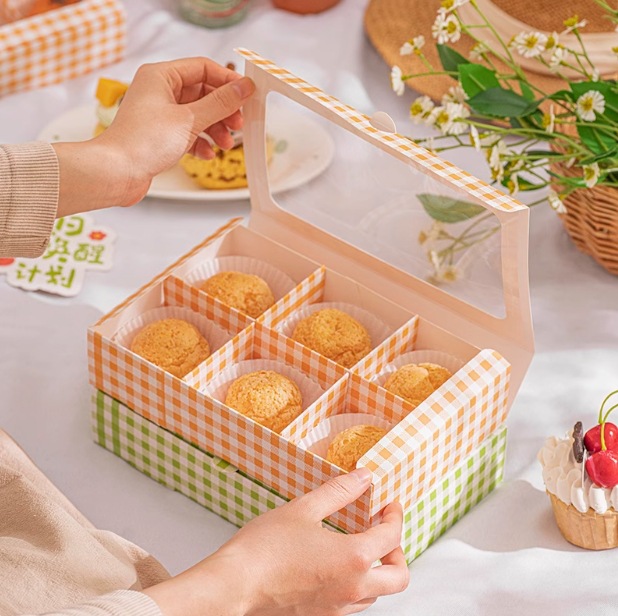 Puff Spring Picnic Packaging Box Green Group Egg Crisp Snow Mei Niang Cupcake Six Palace Dessert Packaging Box