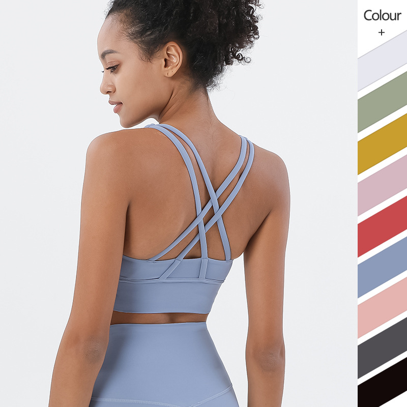 Picture of 2022 new double-sided brushed cross back sports underwear shockproof push up yoga sports bra fitness vest