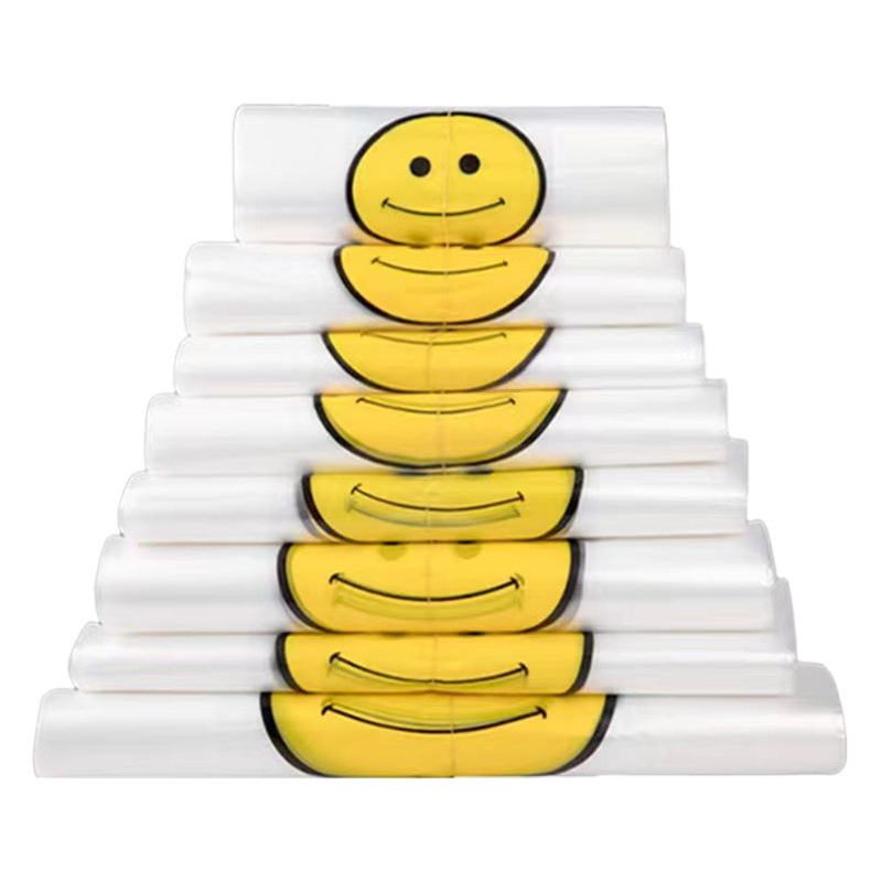 Smiley Plastic Bag Wholesale Thickened Convenient Bag Shopping Bag Supermarket Takeaway Shopping Bag Packaging Vest Tote Bag