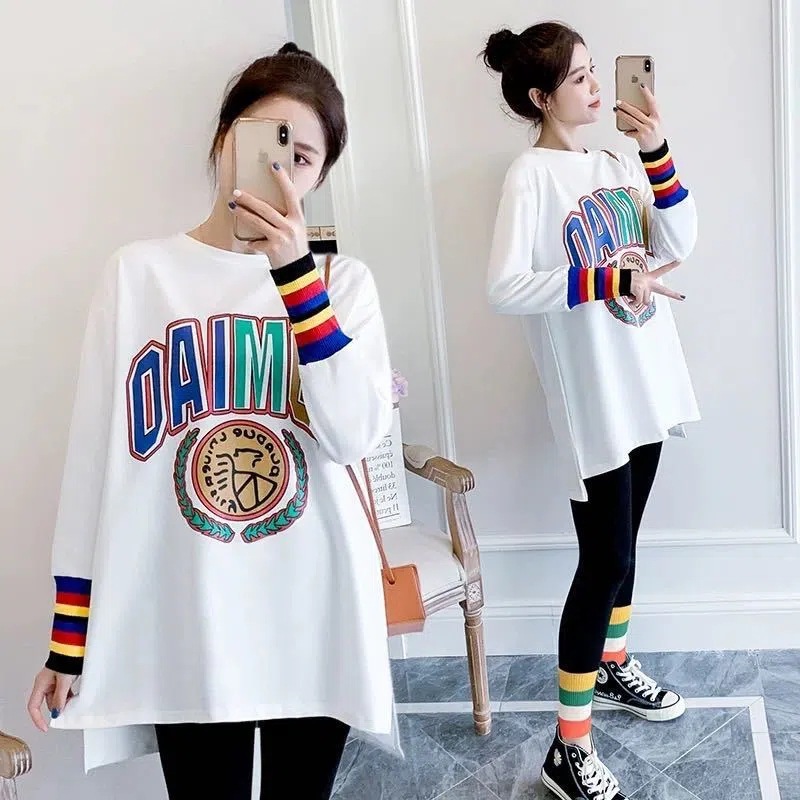Picture of Pregnant women's clothing autumn fashion fashion mom autumn belly cover loose slim long top T-shirt does not show the spring and autumn