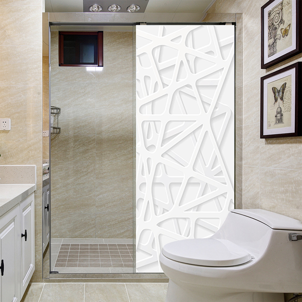 Shangyi Creative Imitation 3D Door Stickers Personalized White Geometric Door Stickers Abstract Polygonal Wooden Door Renovation Wall Stickers F241