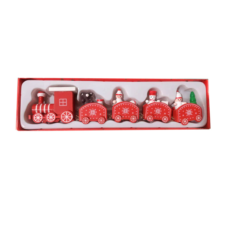 Picture of Strict selection of Christmas decorations Christmas wooden train children's kindergarten Christmas gift window ornaments