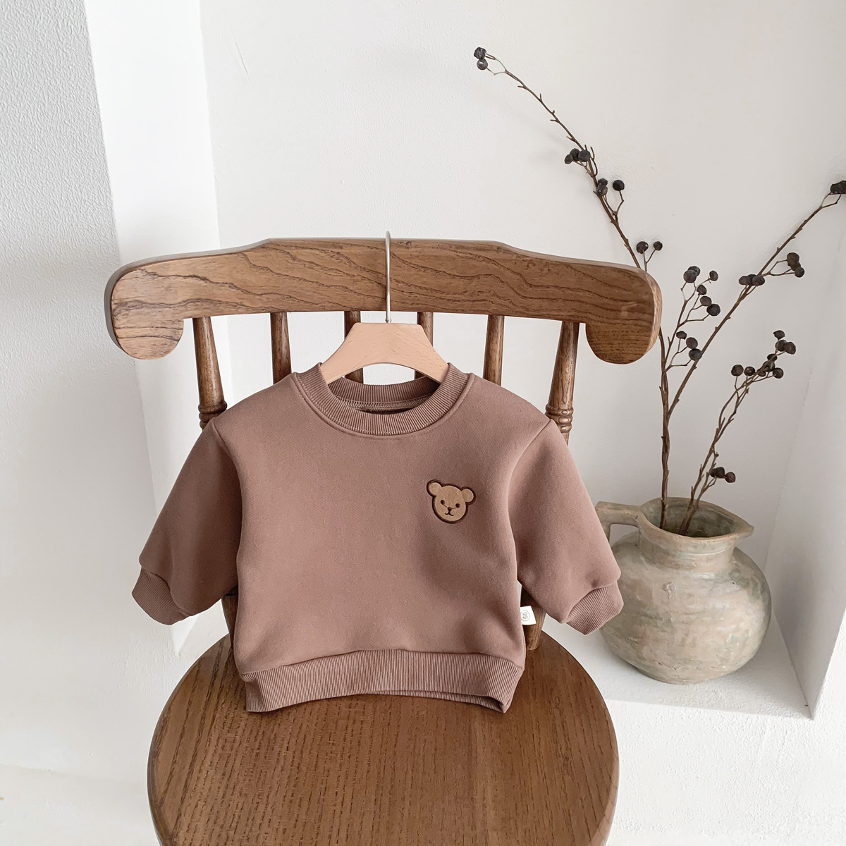 Picture of Children's Winter Round Neck Four-Color Korean Style Sweatshirt Kidsren's Clothing Baby Fleece-Lined Male and Female Baby Fleece-Lined Warm Pullover Jacket