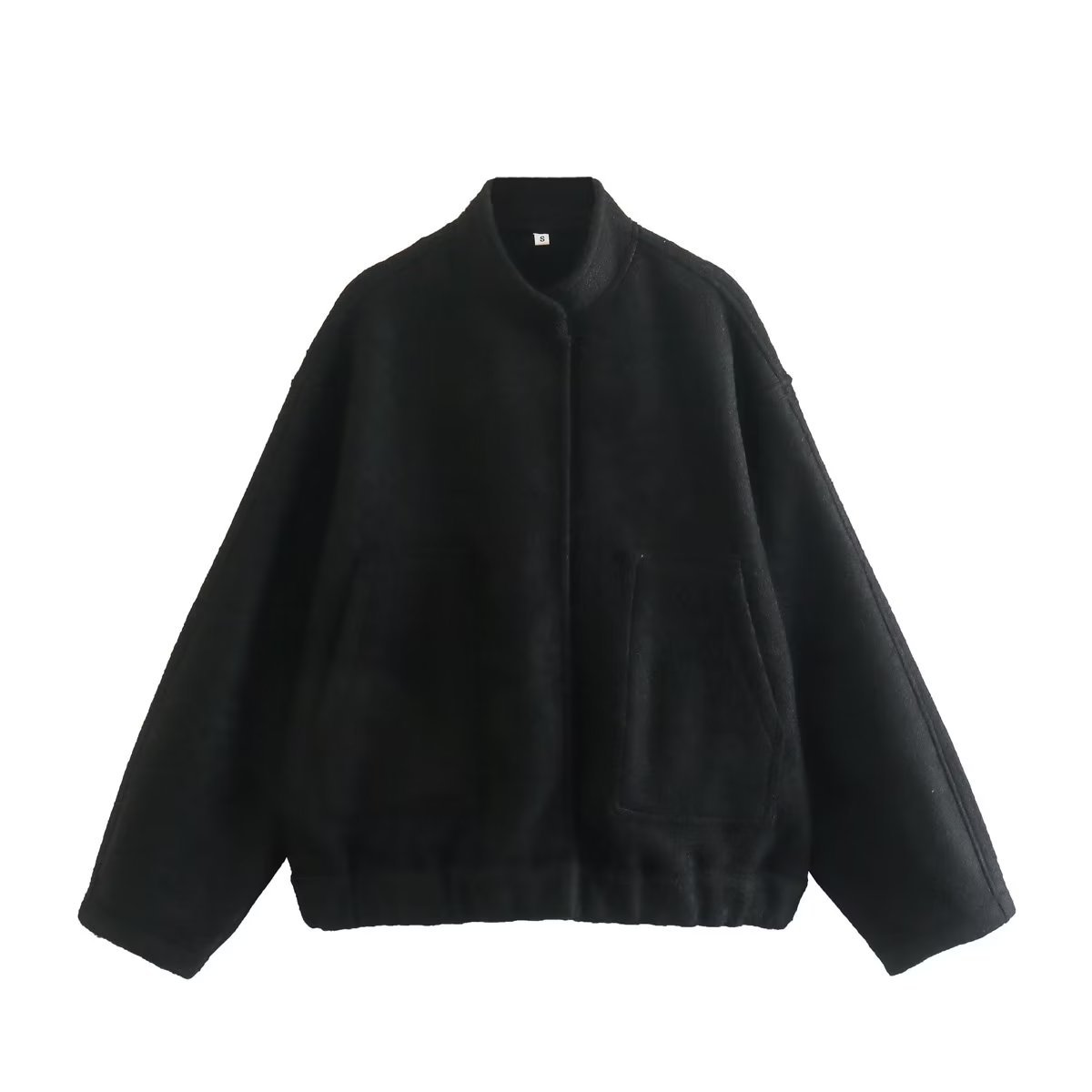 Picture of 2023 Spring and Autumn Stand Collar Baseball Uniform European and American Clothing Street Casual Style Solid Color Loose Soft Wool Jacket