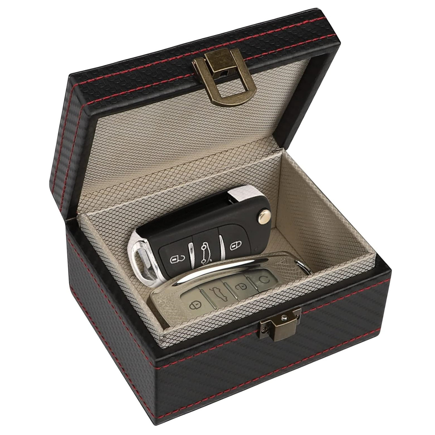 Picture of in stock small size carbon fiber foreign trade explosion car key signal shielding box RFID mobile phone signal radiation protection box