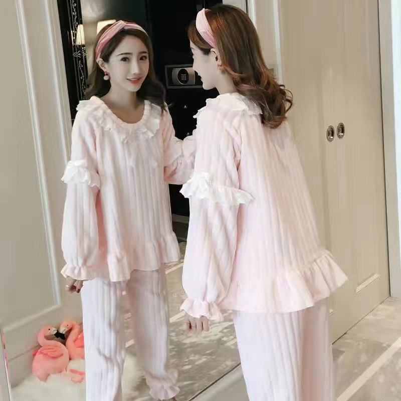 Coral fleece pajamas for women autumn and winter Korean style sweet cute princess style home wear flannel thickened suit spring and autumn