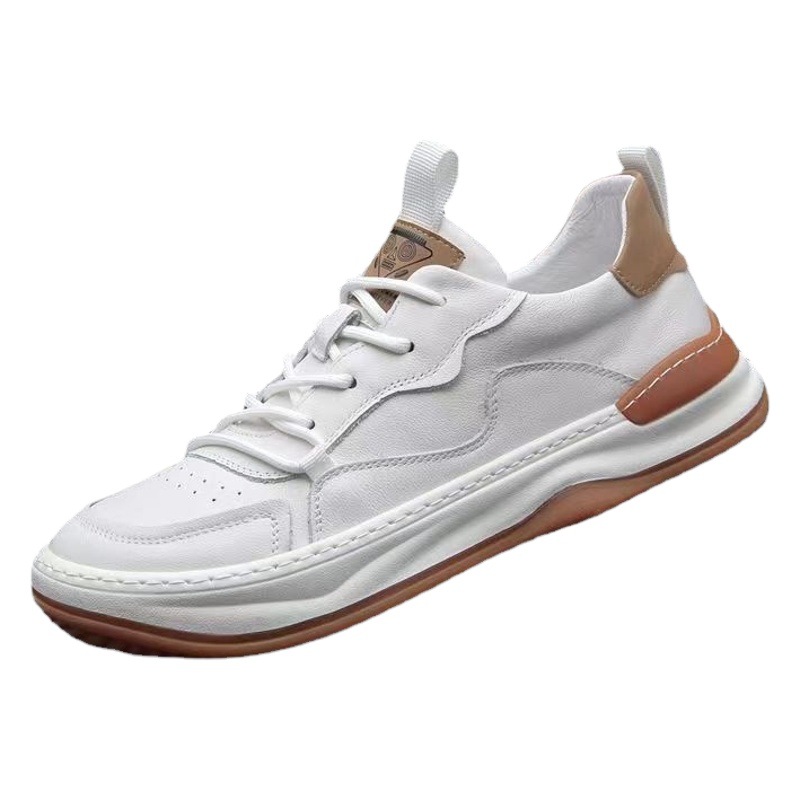 Spring Soft Leather Crooked Clown Shoes Men's Summer Hollow-out Leather Shoes All-match Trendy White Shoes Leather Breathable Casual Shoes