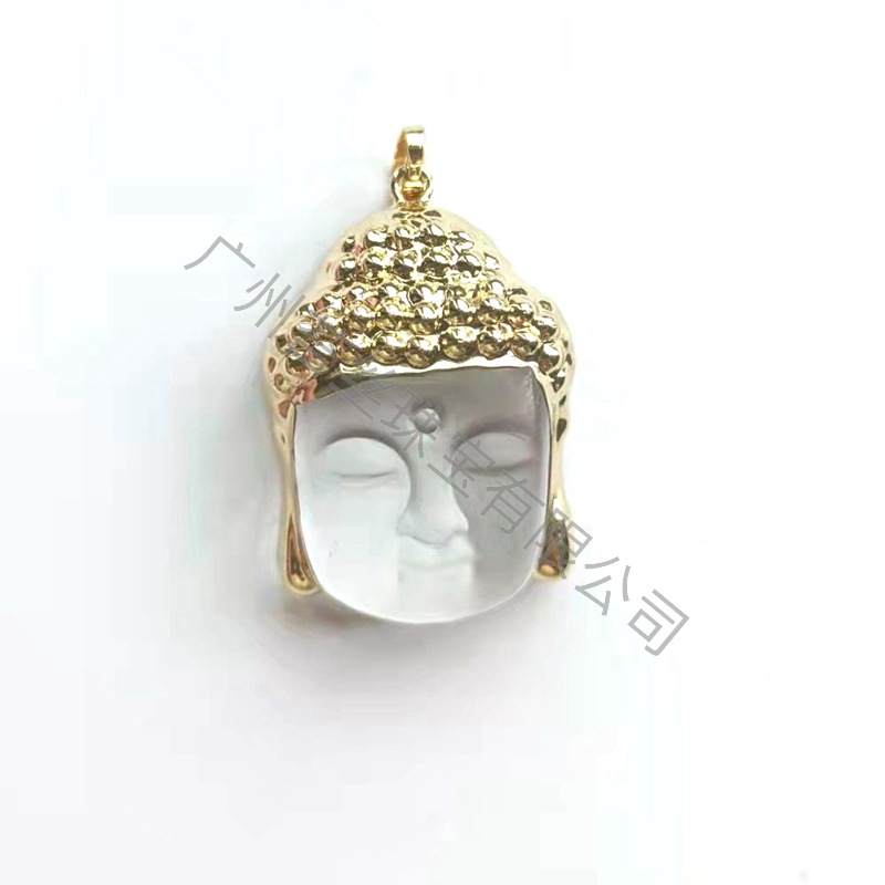 Picture of Gold Hand-carved Sakyamuni Head Pendant Obsidian White Crystal Green East Mausoleum Necklace Jewelry 2025 Cross-border