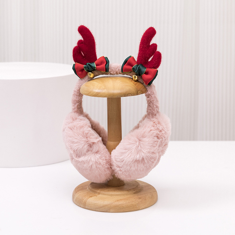 Picture of Christmas antlers foldable children's earmuffs winter warm earmuffs full velvet earmuffs windproof cold protection students ear warming