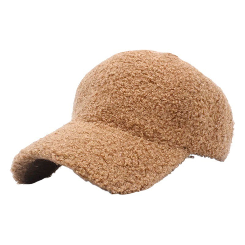 Cross-border Baseball Cap Women's Lambswood Cap Autumn and Winter Solid Color Warm Cap Men's Couple Hat
