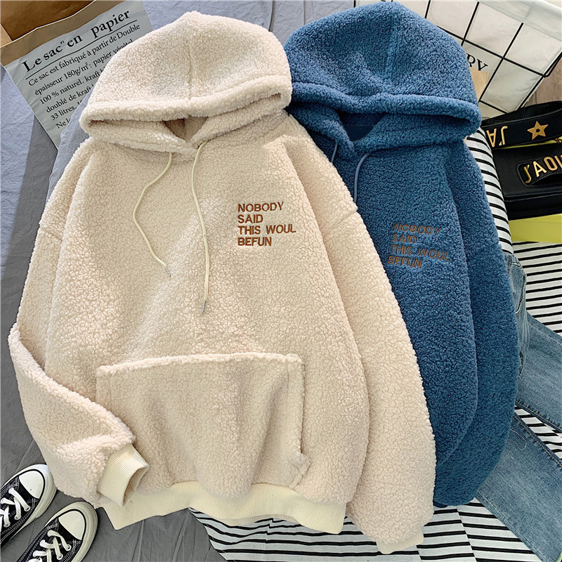 Picture of Official Picture Hooded Velvet Thickeneded Lamb Velvet Furry Sweatshirt for Women Korean Style Student Autumn and Winter Warm Jacket Dropshipping