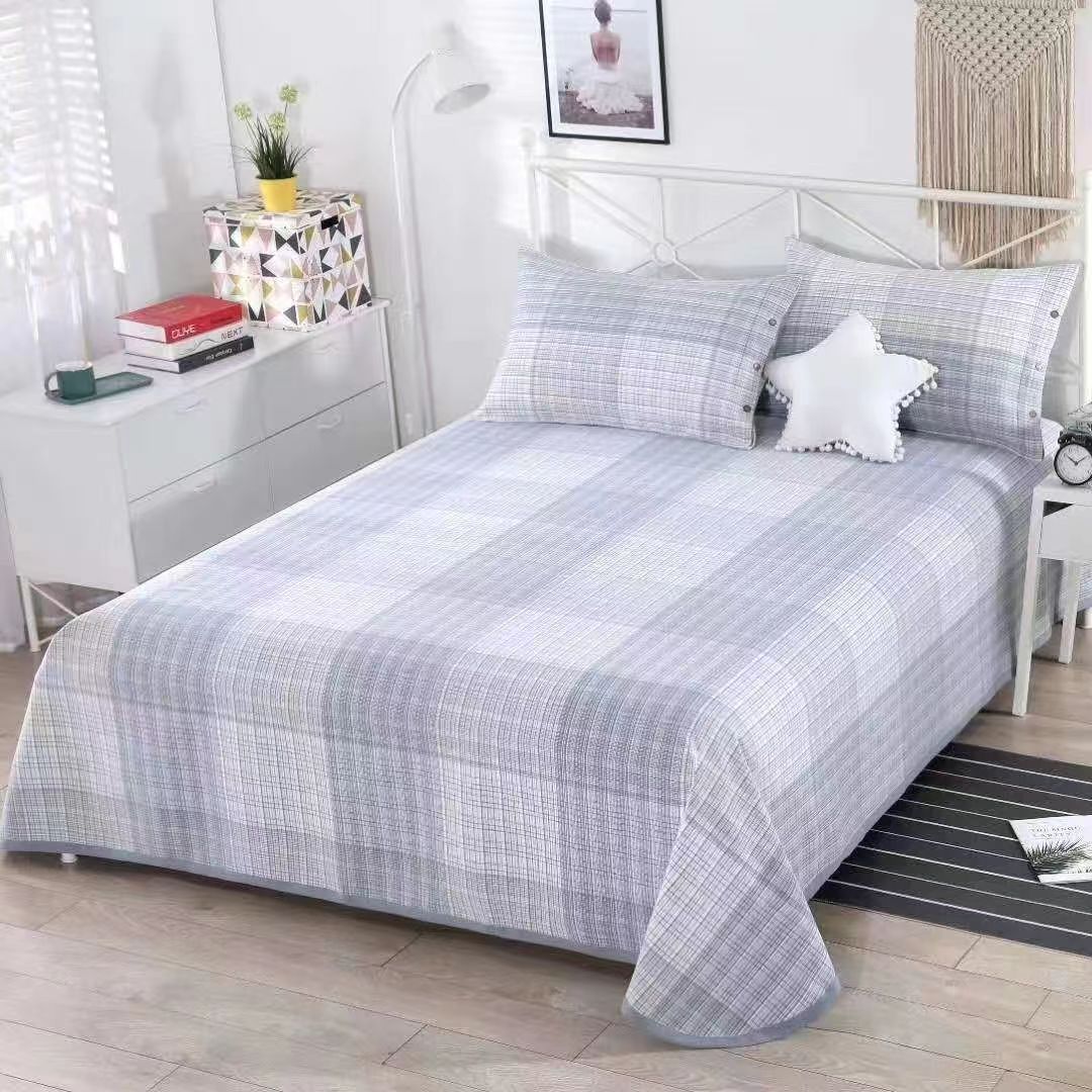 Picture of Summer Pure Cotton Coarse Cloth Cooling Mat Bed Sheet Three-Piece Set Kang Sheet Coarse Cloth Single Piece Linen Quilt Kang Sheet Houndstooth Pattern