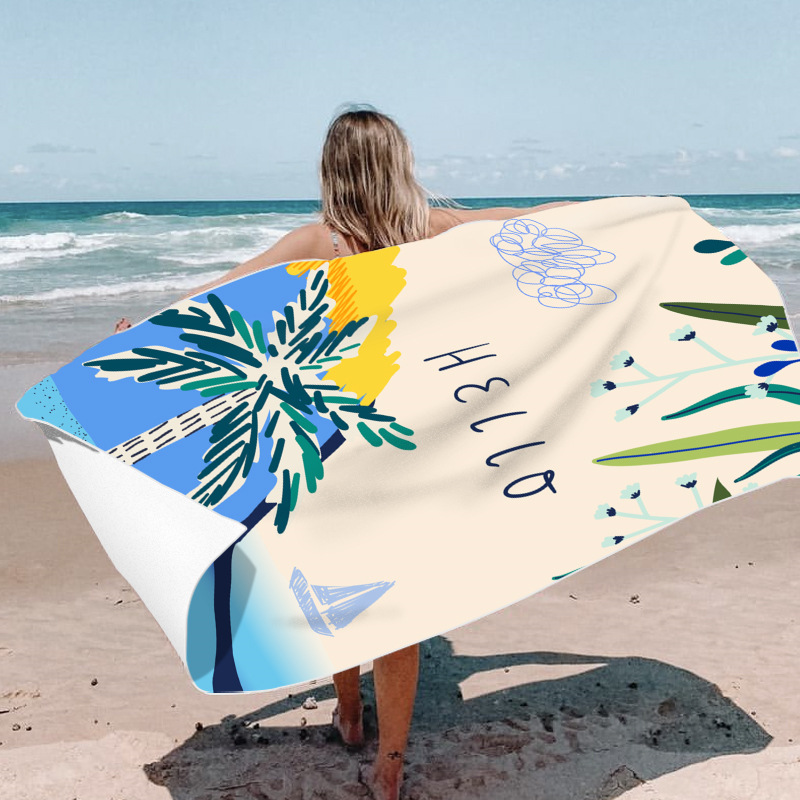Picture of New Cross-Border Amazon European and American Double-Sided Velvet Quick-Drying Bath Towel Customizable Printed Towel Beach Swimming Beach Towel