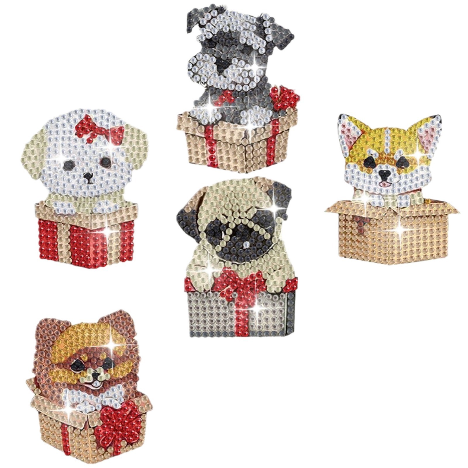Picture of Cross mirror new 5 Diamond painting diamond art acrylic material keychain double-sided DIY full Diamond Puppy pattern