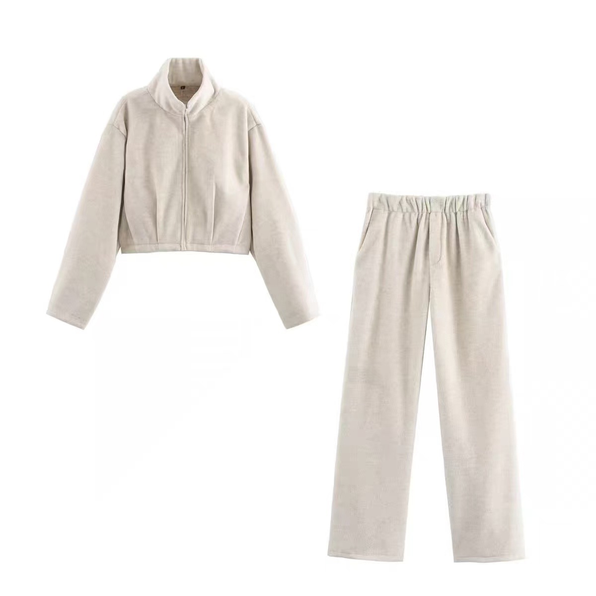 ZA cross-border women's clothing wholesale casual suit collar zipper soft coat straight pants 4772748 1255534