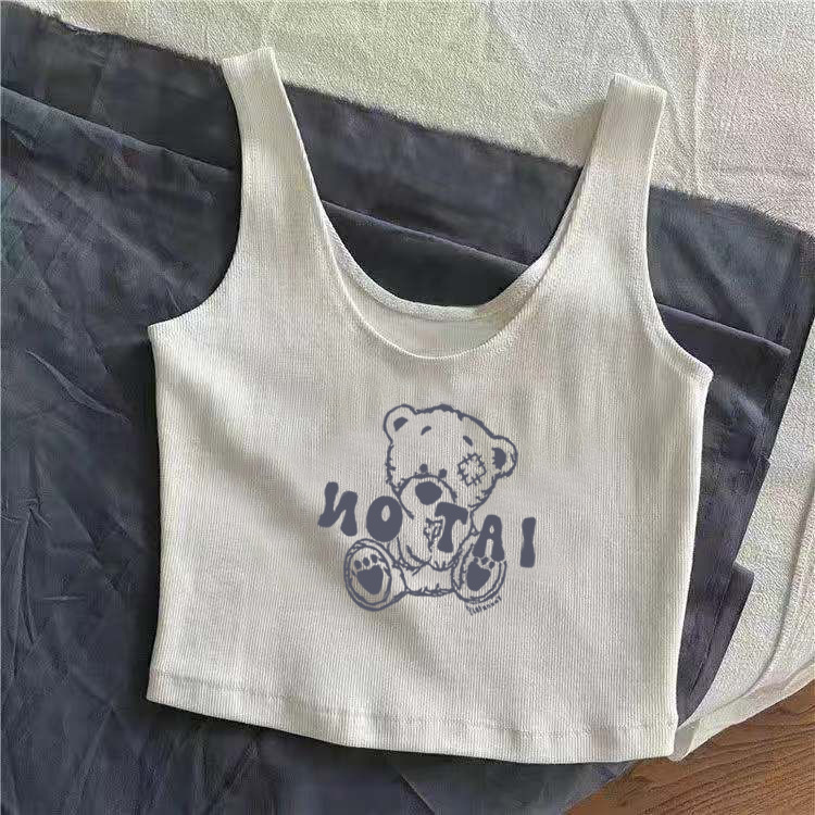 White Bear Camisole Women's Pure Desire Spice Girl's Inner Spring and Autumn Wrap Chest Base Tube Top Short Outer Wear Summer Top