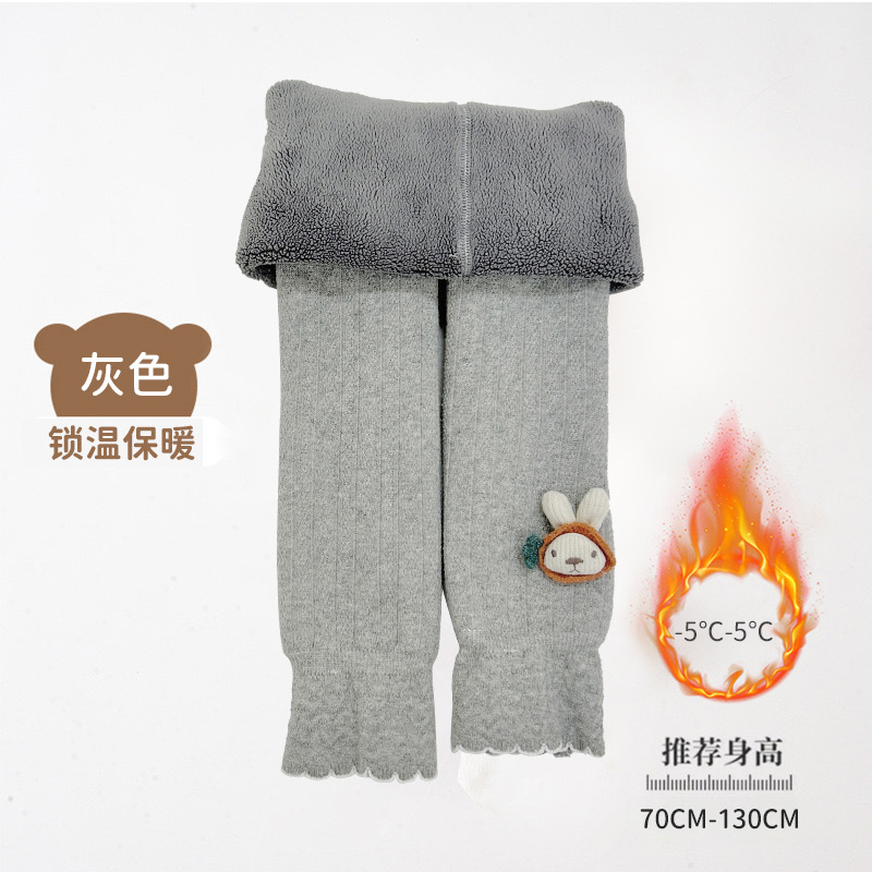 Picture of Fleece-lined girls' leggings autumn and winter high waist baby pants thickened cropped socks children's leggings outer wear warm